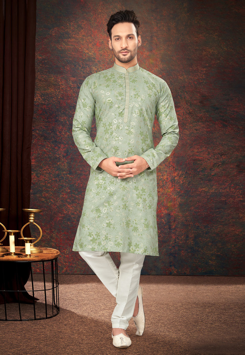 Pista Green Cotton Kurta Pajama 283984