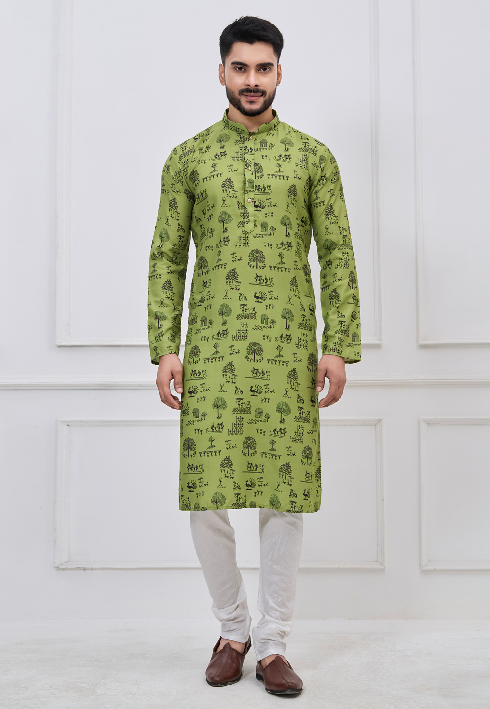 Pista Green Cotton Kurta Pajama 322844