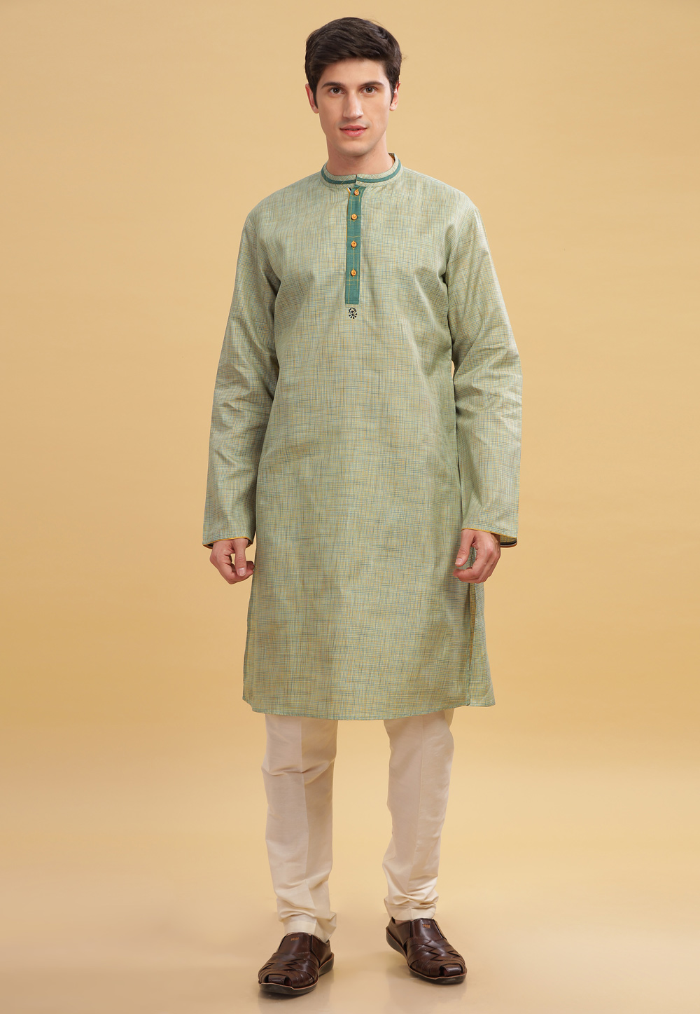 Pista Green Cotton Kurta Pajama 284169