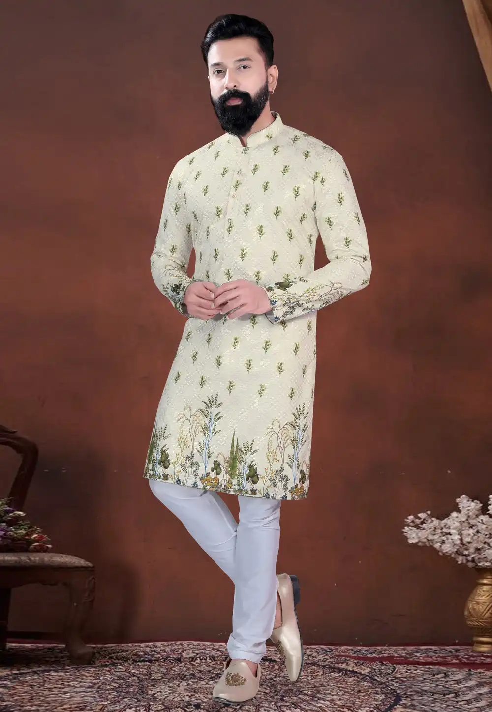 Pista Green Cotton Kurta Pajama 318576