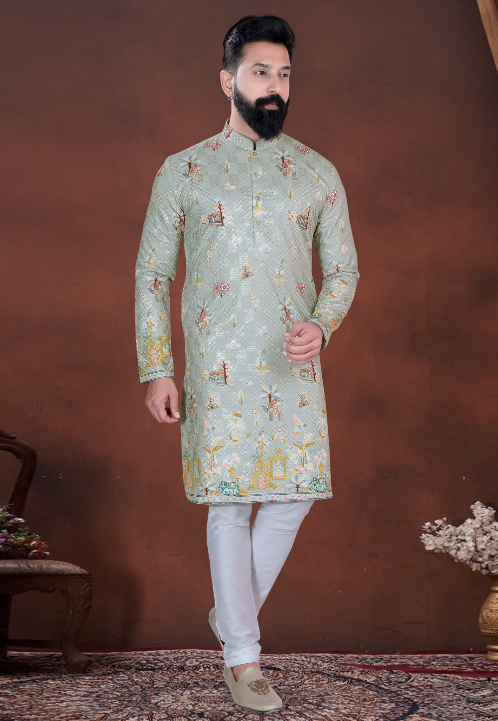 Pista Green Cotton Kurta Pajama 318604