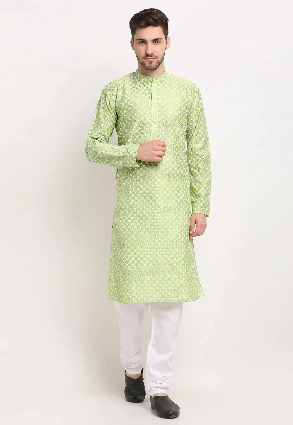 Pista Green Cotton Kurta Pajama 281625