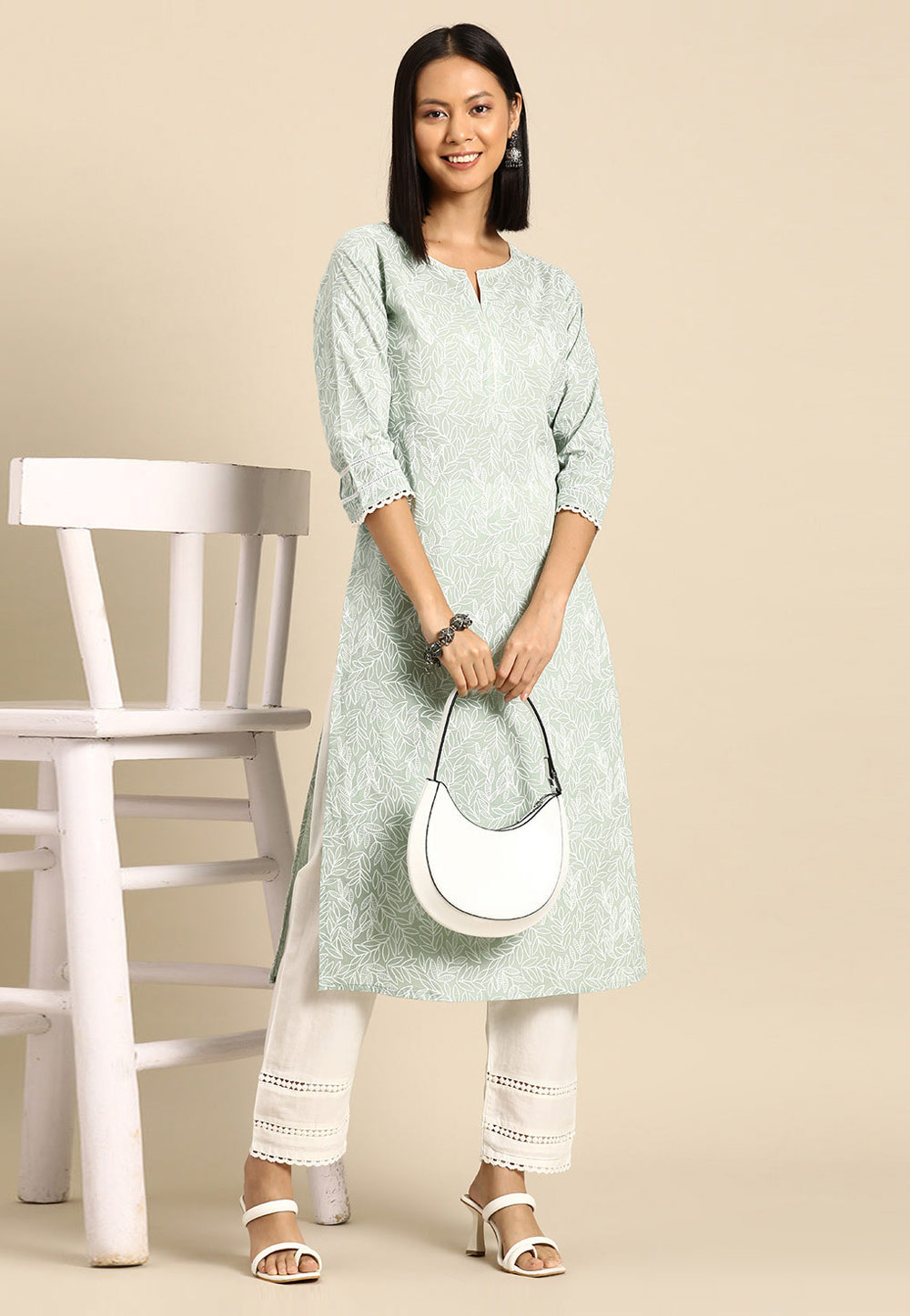 Pista Green Cotton Kurta Set With Pent 282165