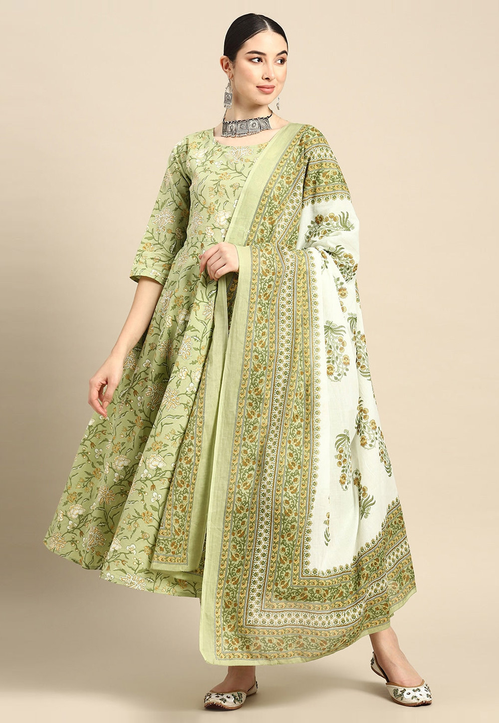 Pista Green Cotton Readymade Pant Style Suit 282154