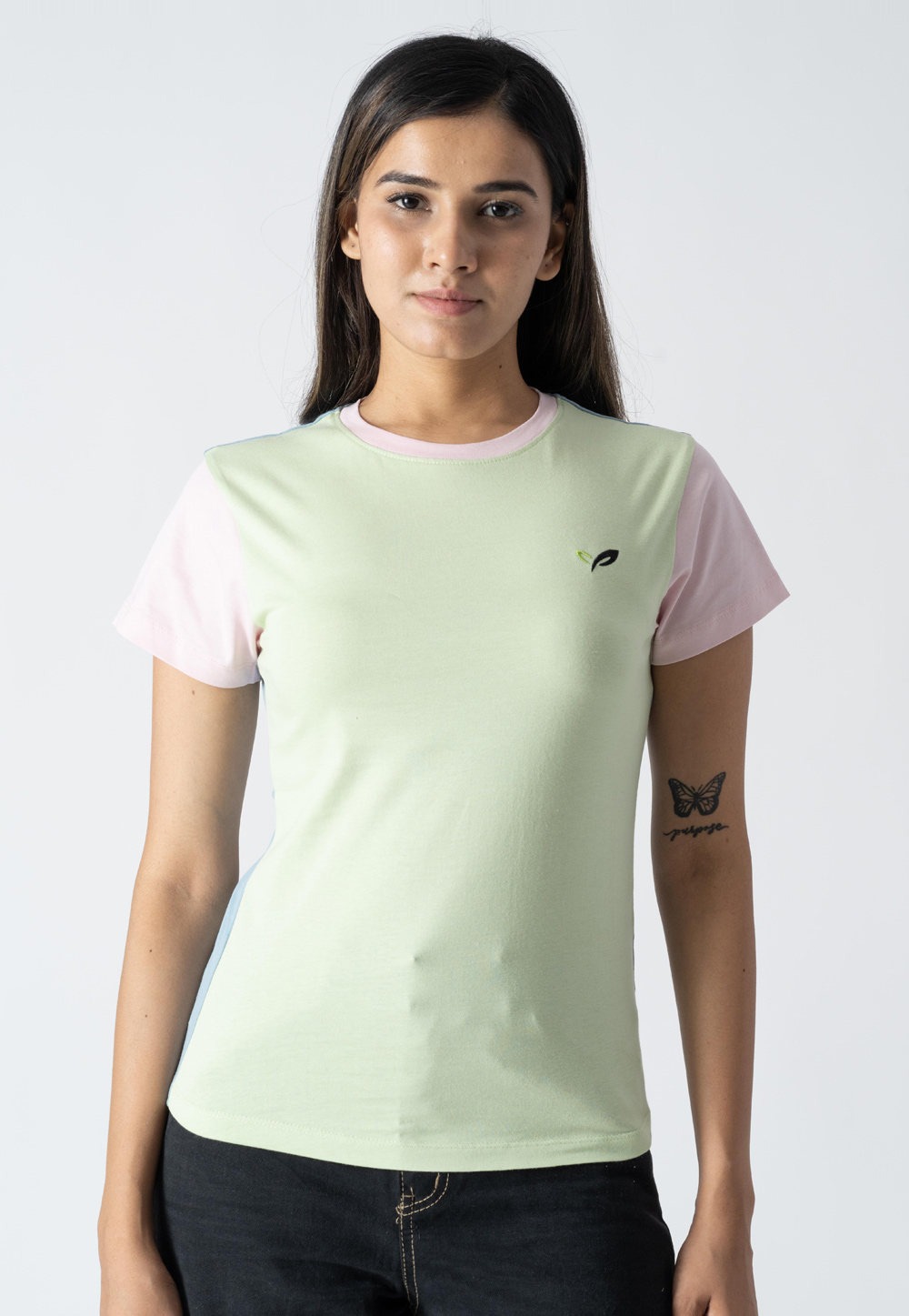 Pista Green Cotton Round Neck T-Shirt 313296