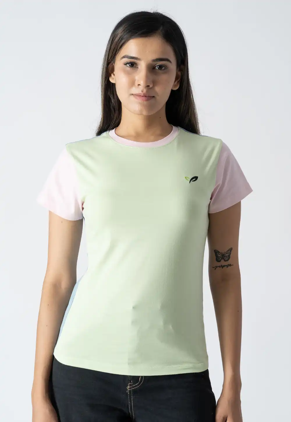 Pista Green Cotton Round Neck T-Shirt 313296