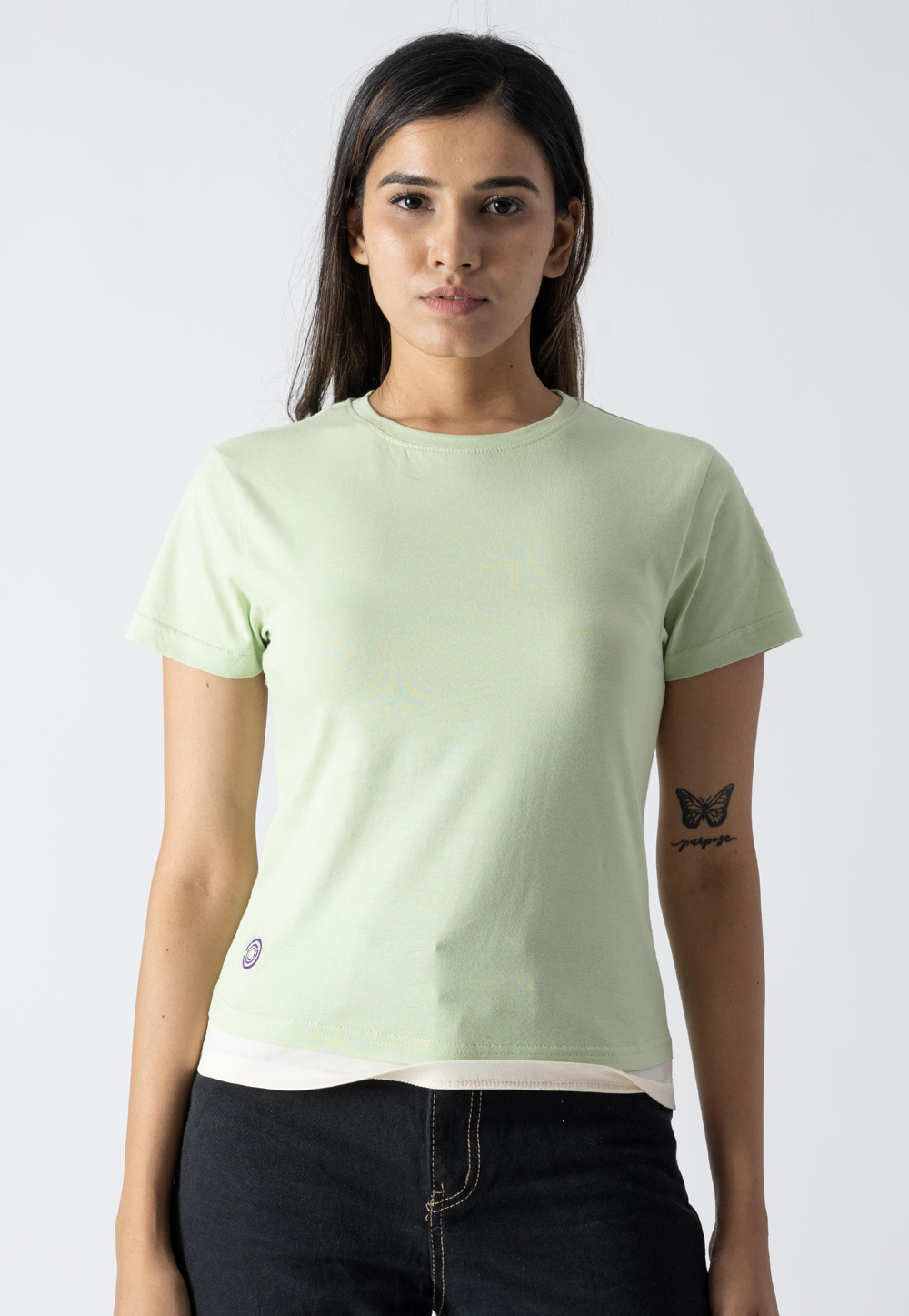 Pista Green Cotton Round Neck T-Shirt 313306