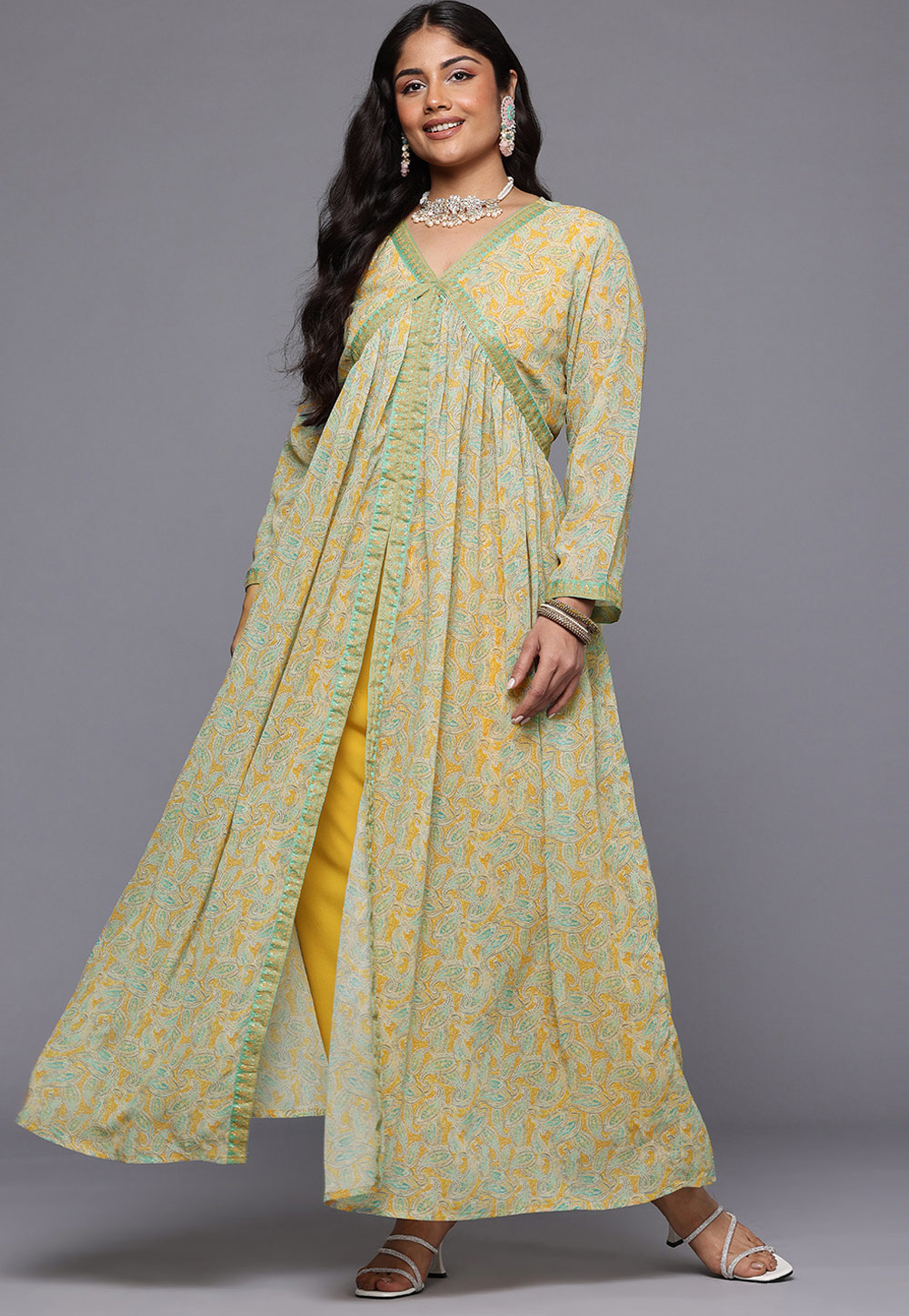 Pista Green Georgette Kurta Set With Pant 308902