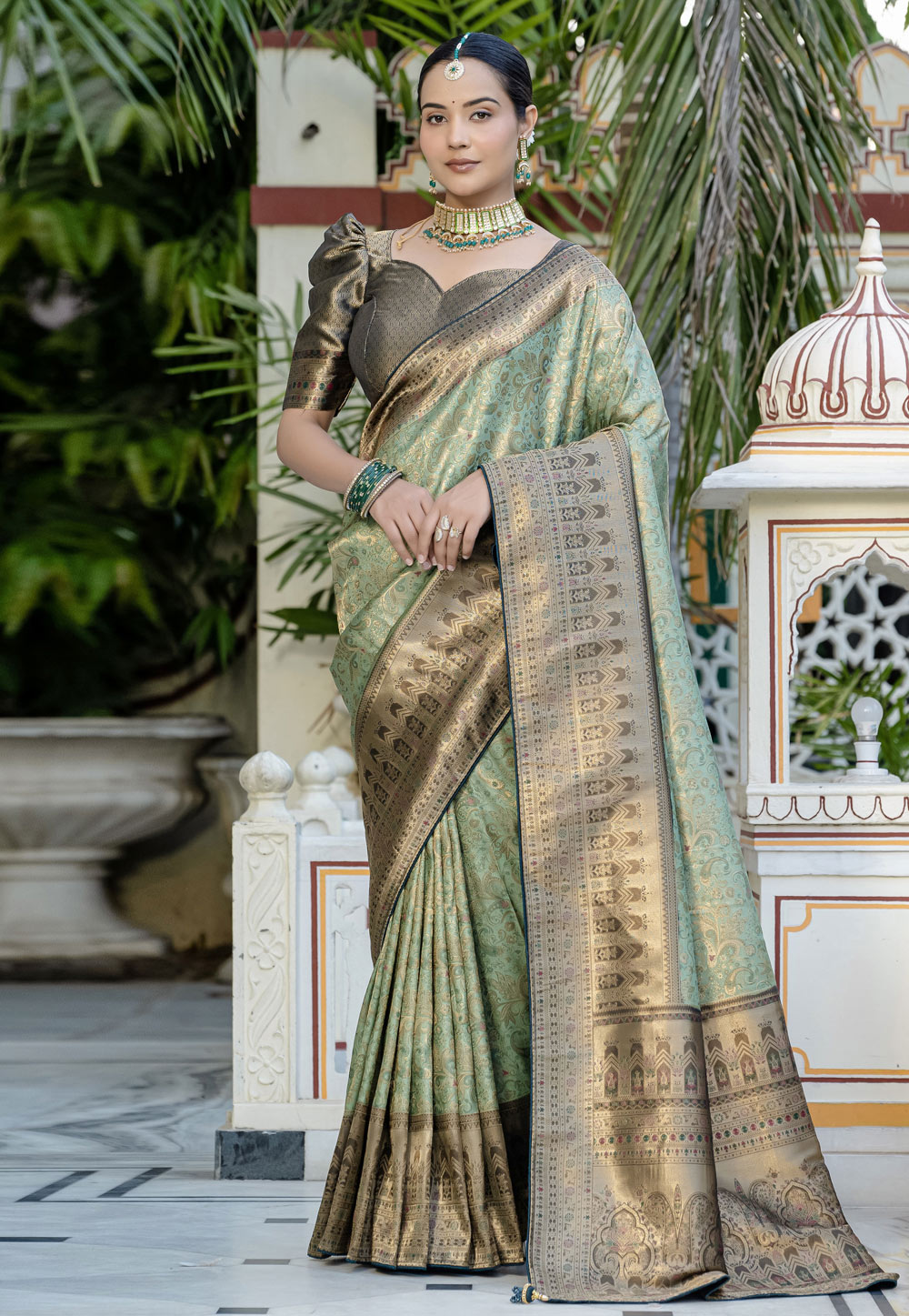 Pista Green Kanjivaram Silk Saree 312068
