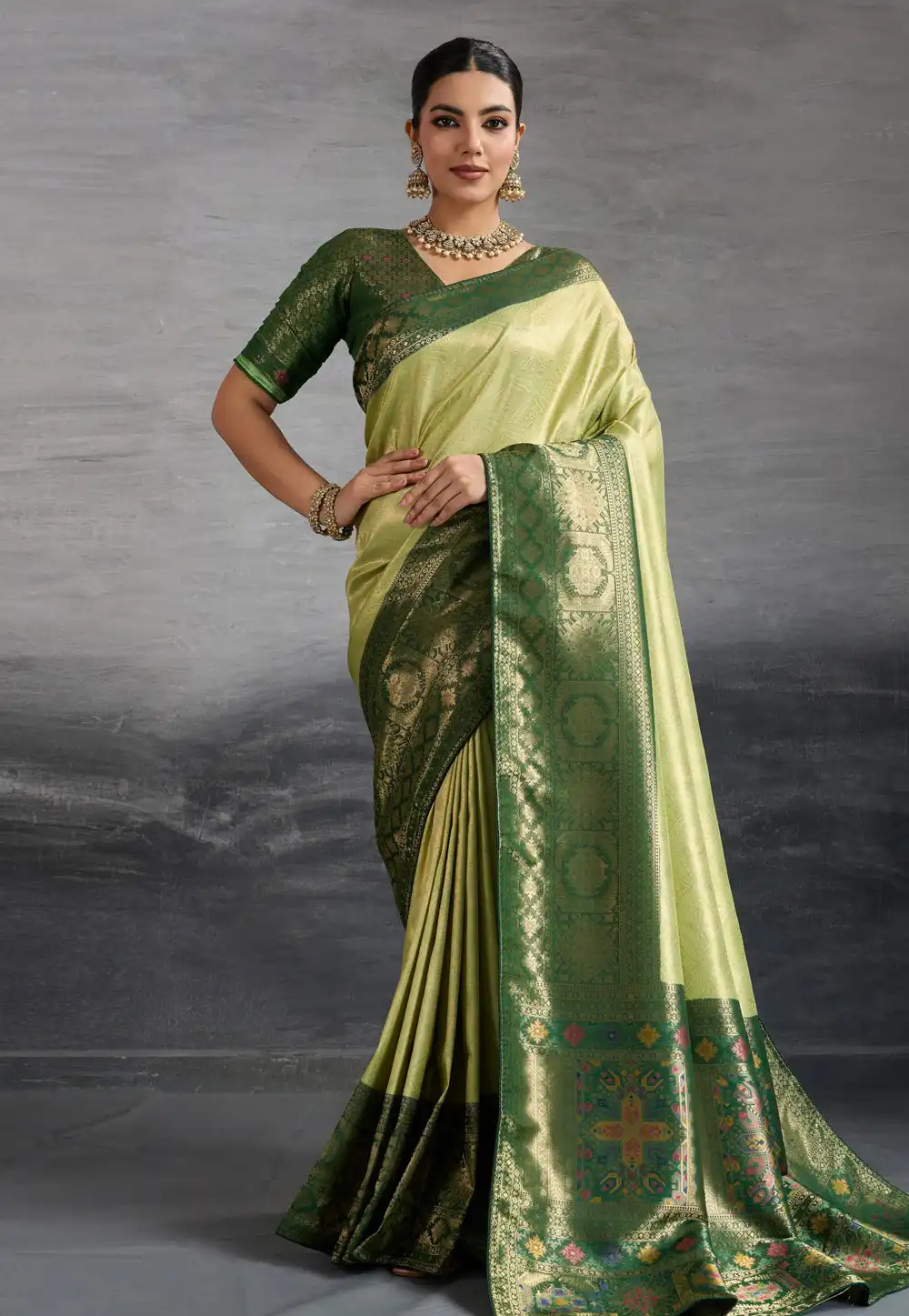 Pista Green Kanjivaram Silk Saree 313583