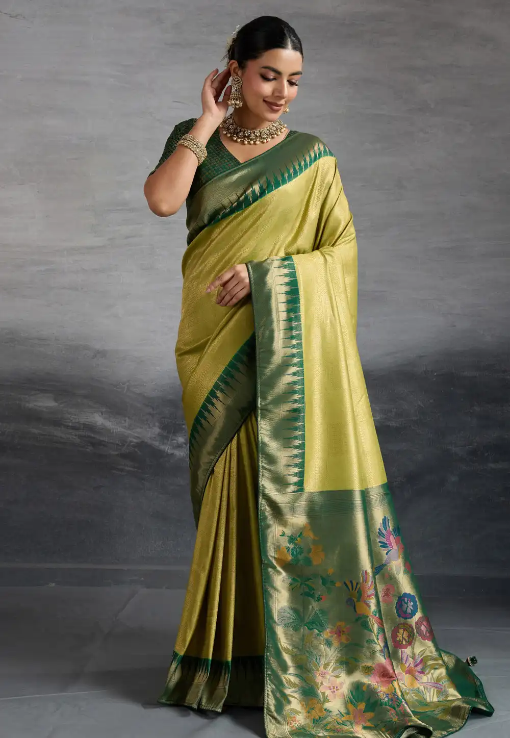 Pista Green Kanjivaram Silk Saree 317349