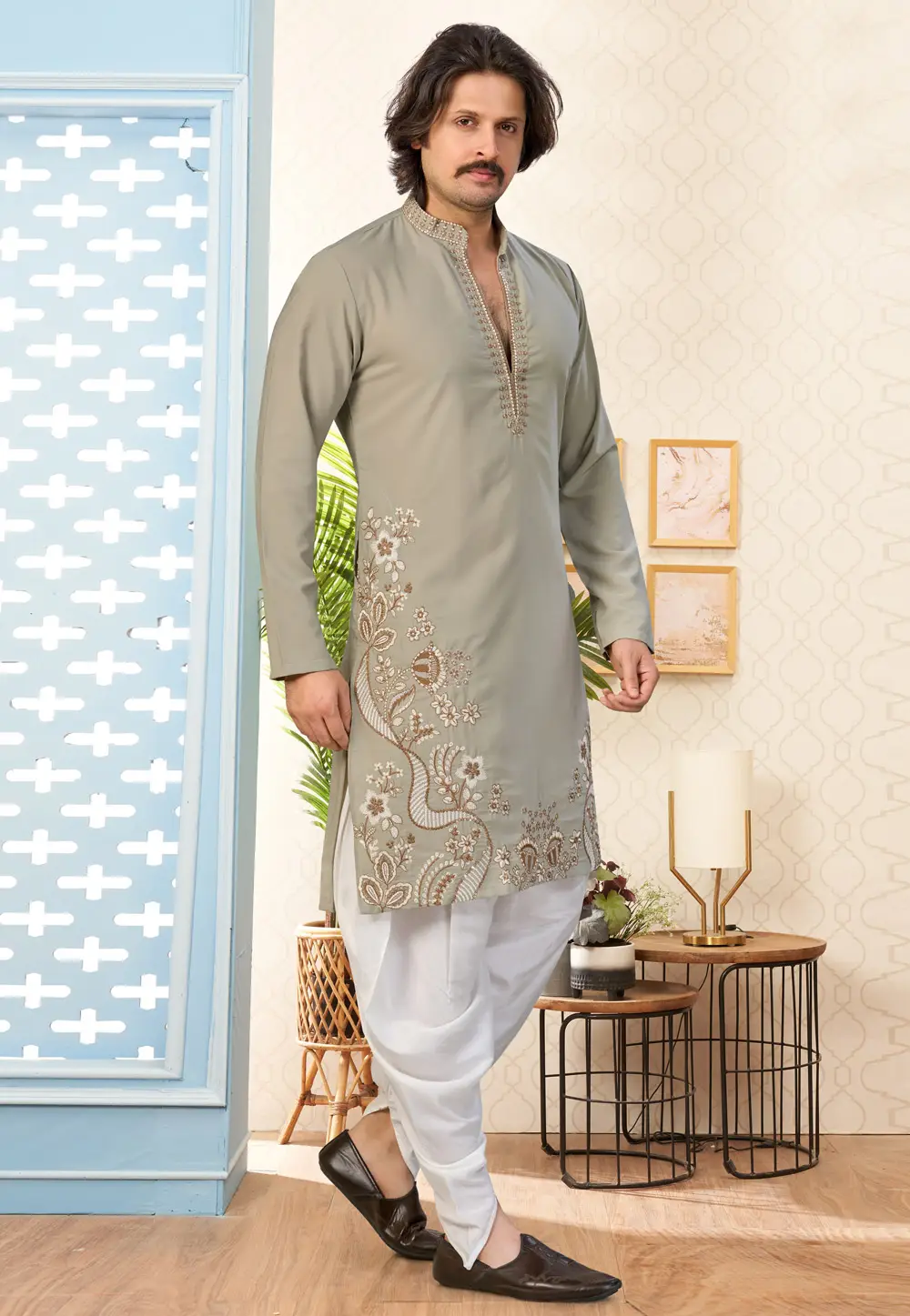 Pista Green Lachka Dhoti Kurta 335937