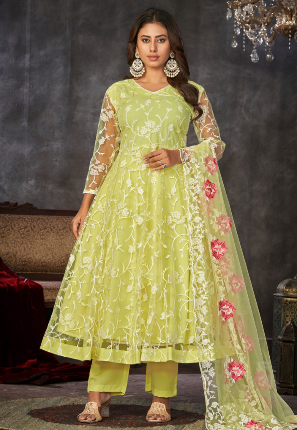 Pista Green Net Pant Style Suit 282036