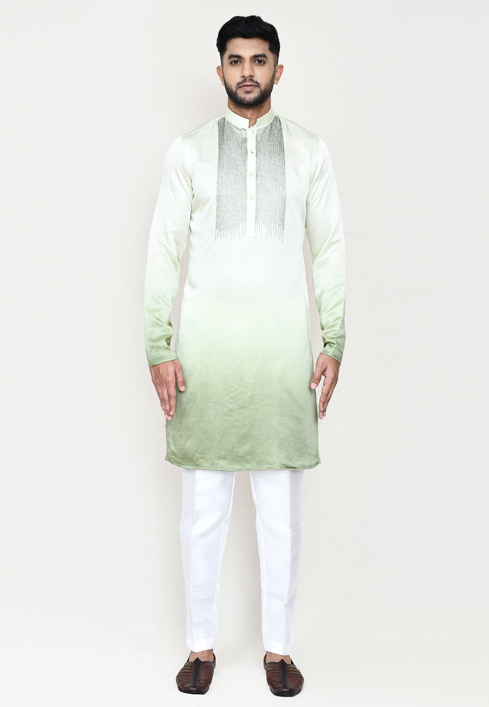 Pista Green Satin Silk Kurta Pajama 306094