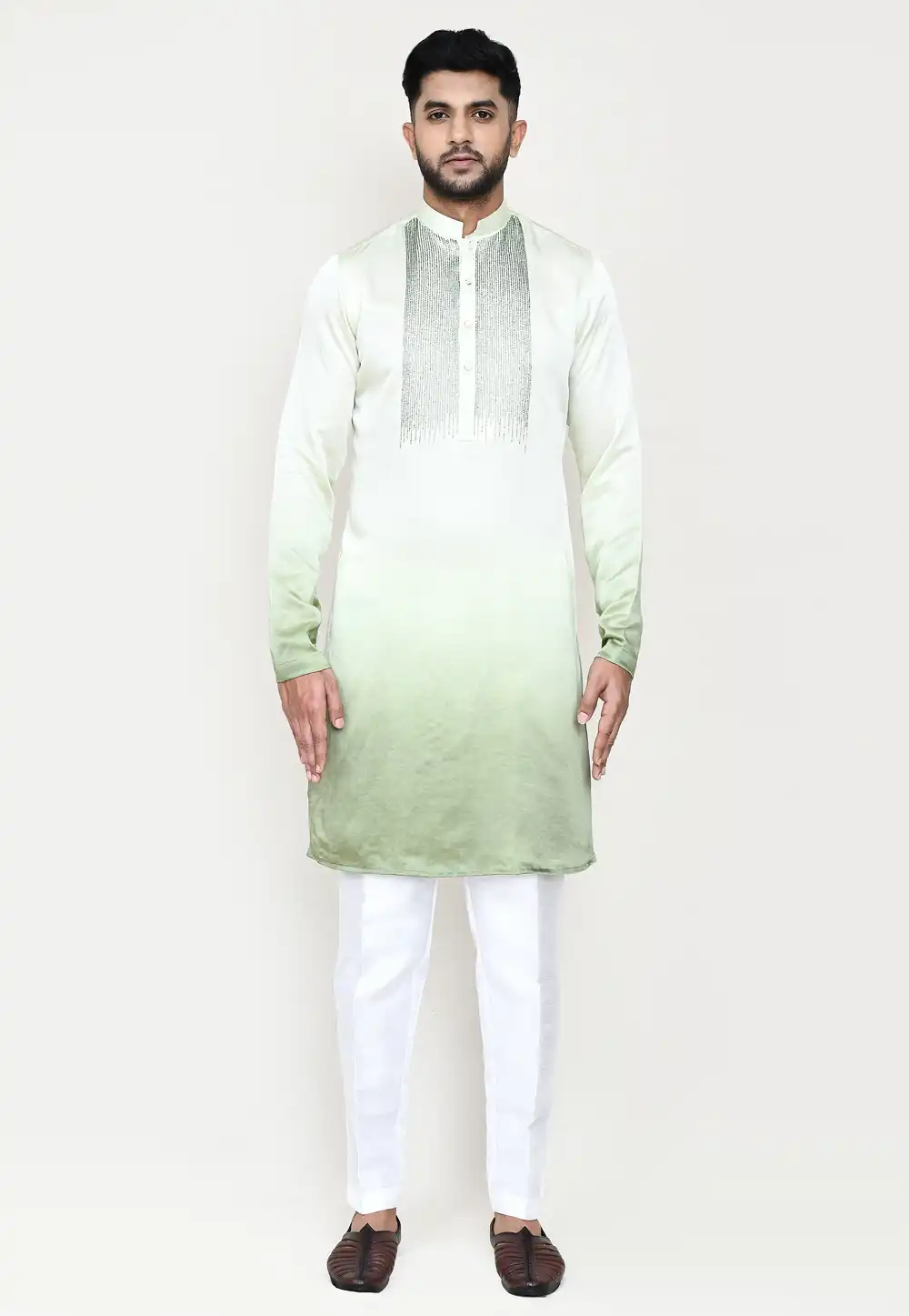 Pista Green Satin Silk Kurta Pajama 306094