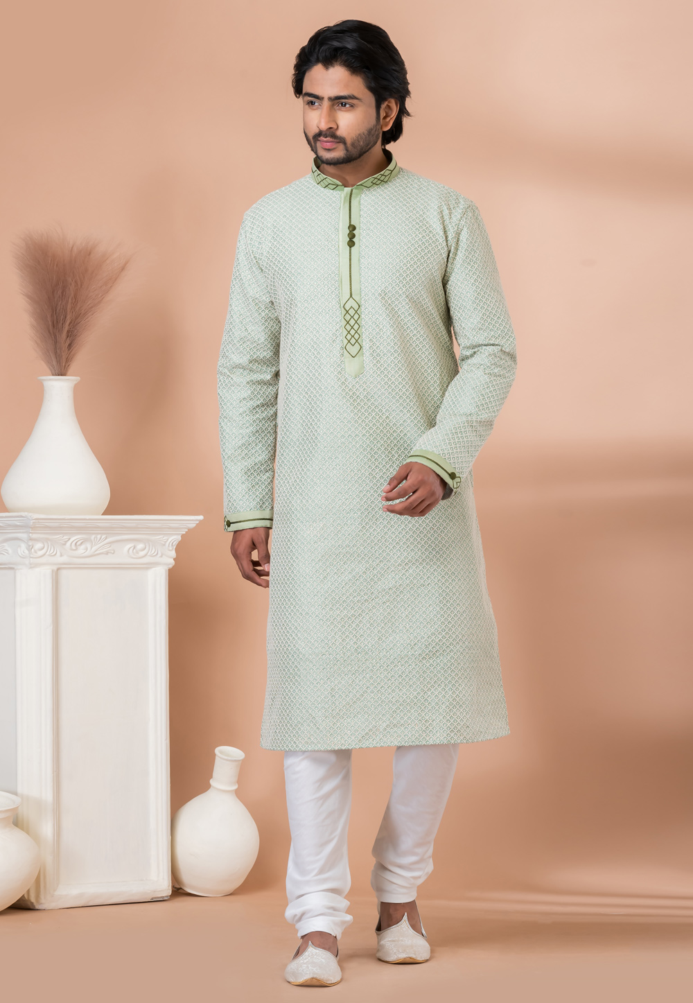 Pista Green Silk Kurta Pajama 283127