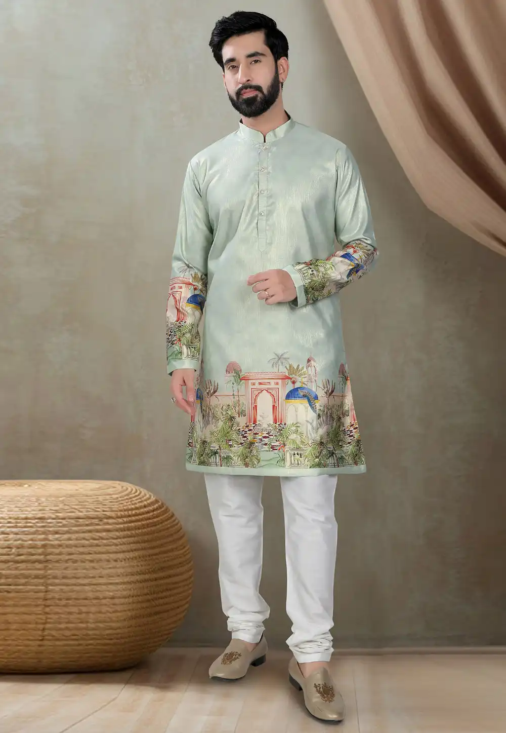 Pista Green Silk Kurta Pajama 310796