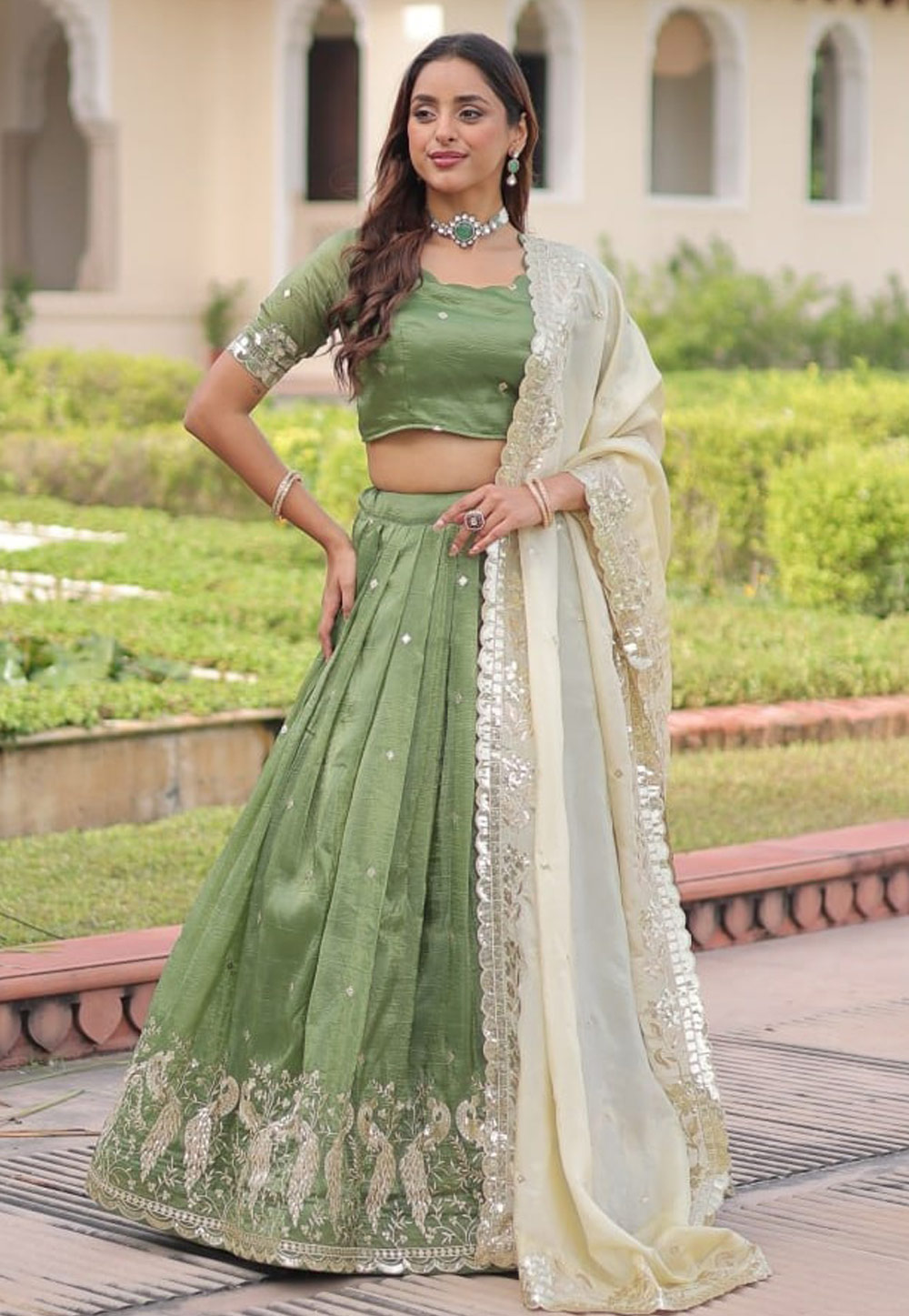 Pista Green Silk Lehenga Choli 321148