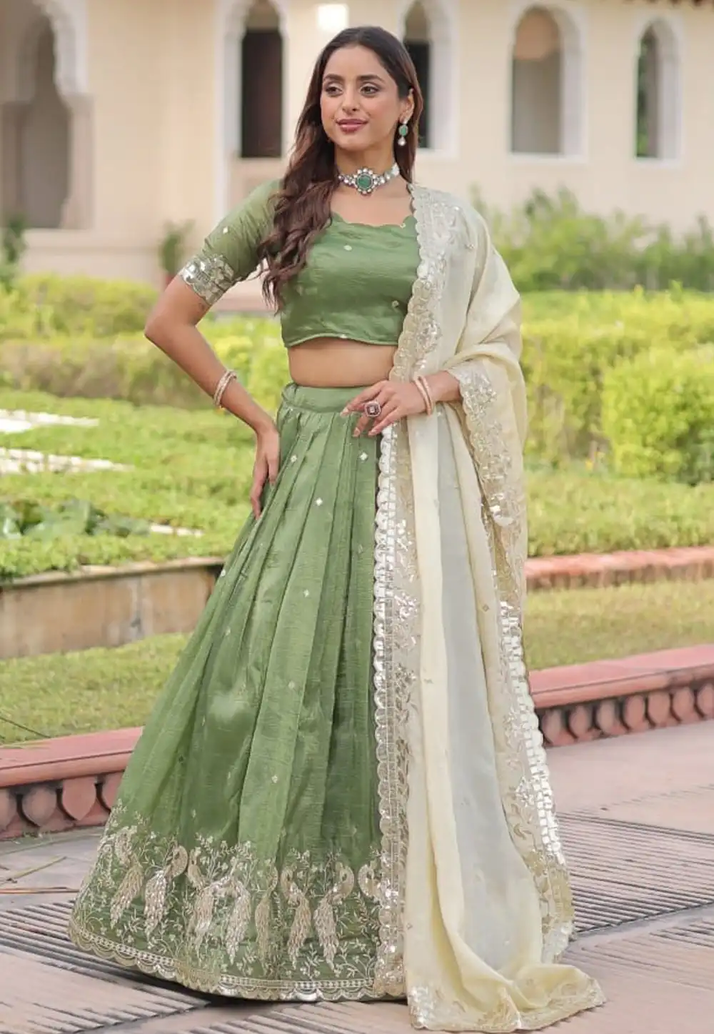 Pista Green Silk Lehenga Choli 321148