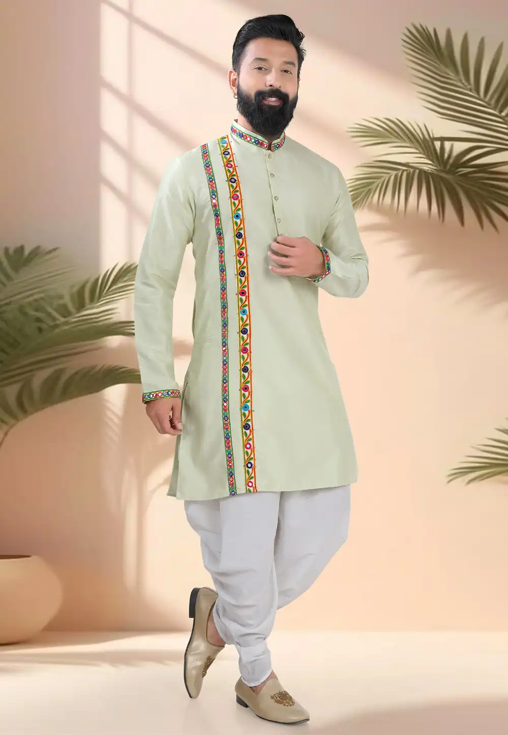 Pista Green Silk Navratri Dhoti Kurta 315607