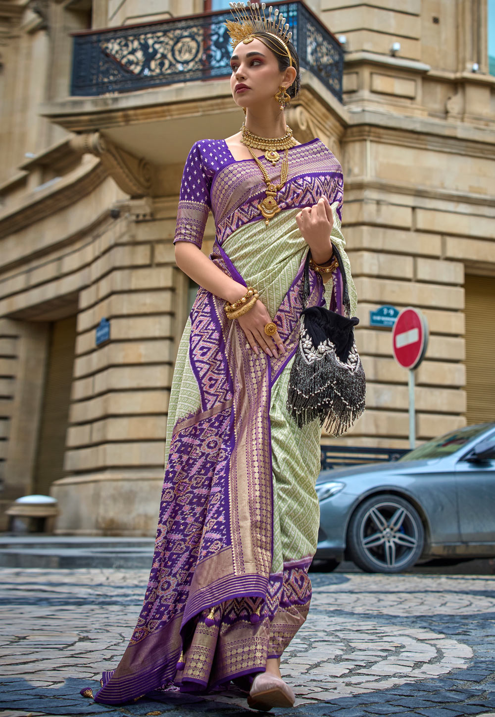 Pista Green Silk Patola Saree 280698