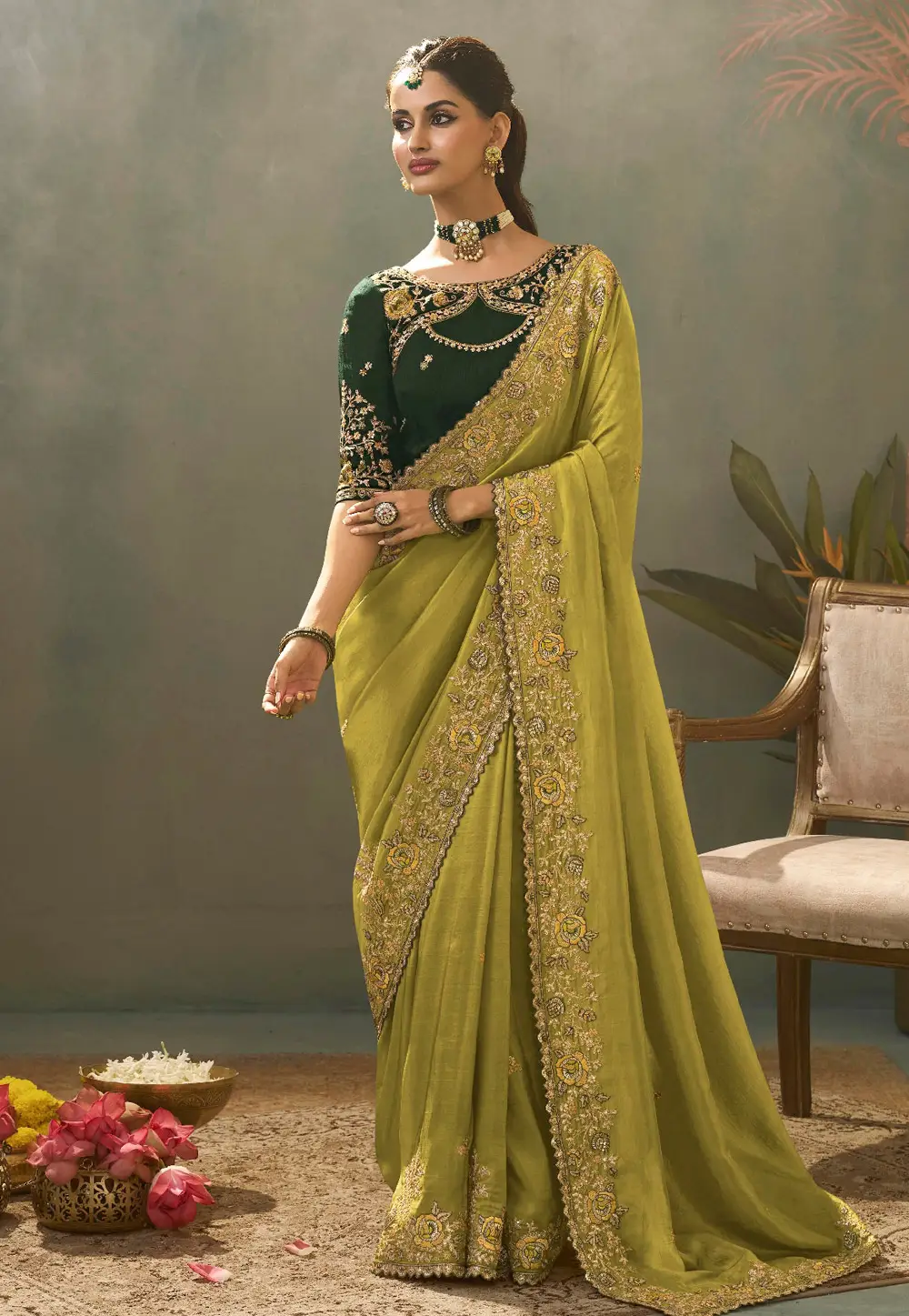 Pista Green Silk Saree With Blouse 333766