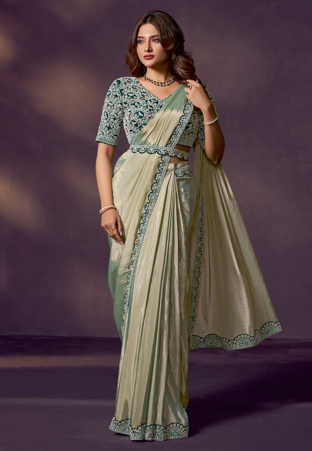 Pista Green Silk Saree With Blouse 318952