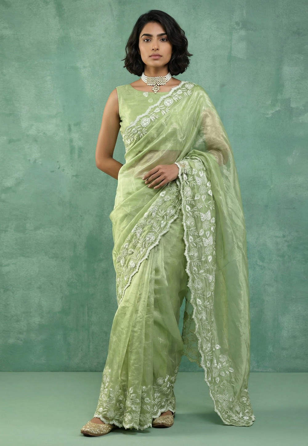 Pista Green Silk Saree With Blouse 329013