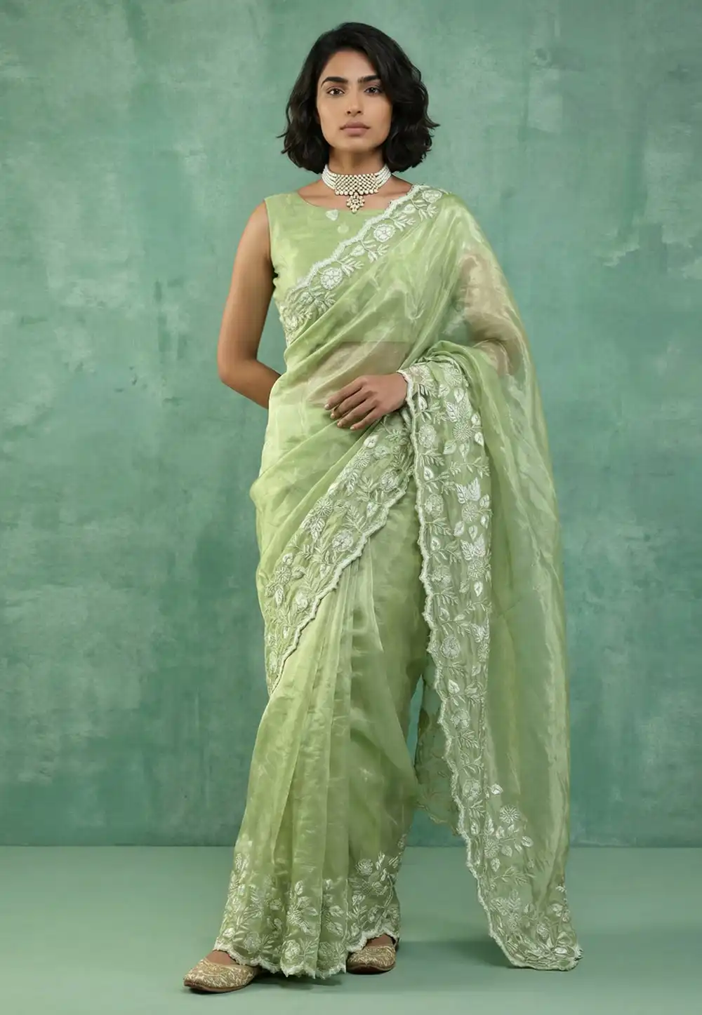 Pista Green Silk Saree With Blouse 329013