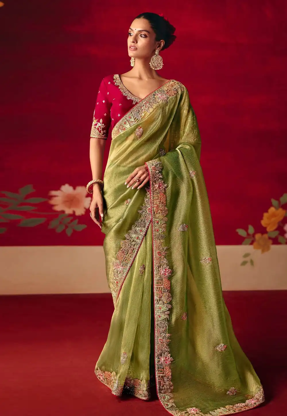 Pista Green Silk Saree With Blouse 322026