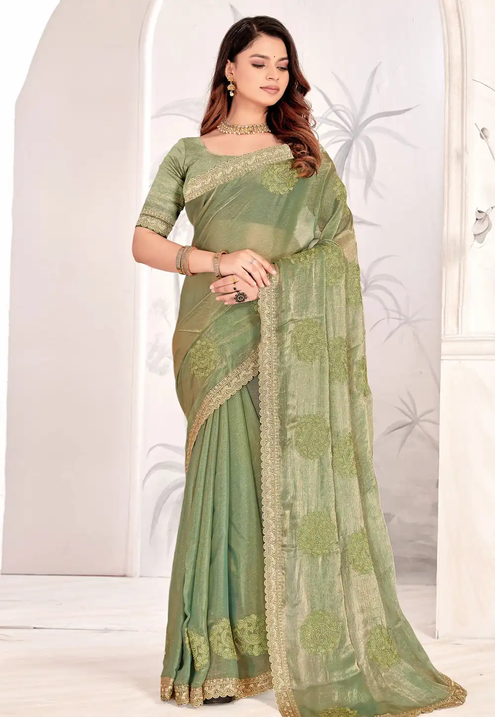 Pista Green Silk Saree With Blouse 311024