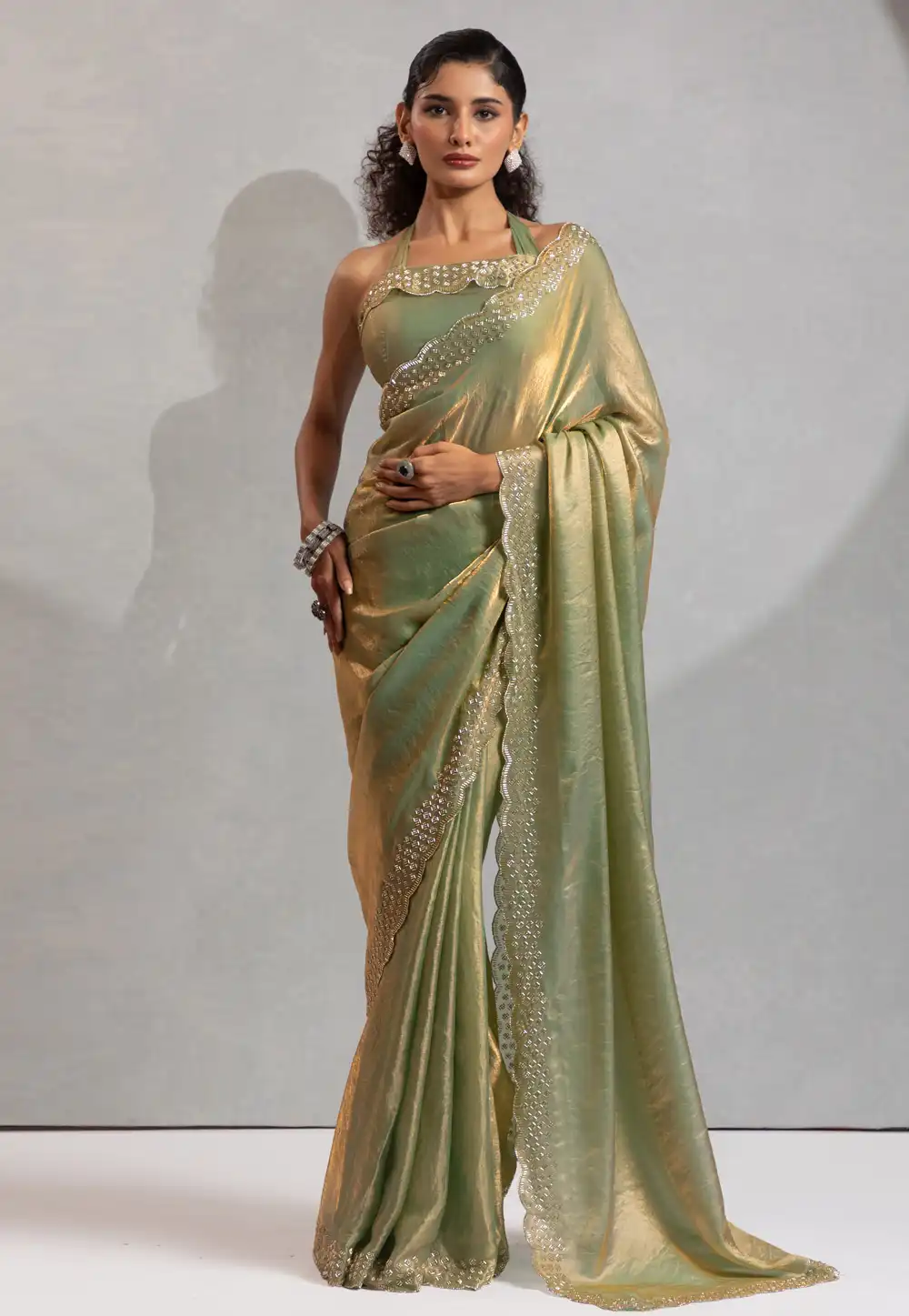 Pista Green Silk Saree With Blouse 313578