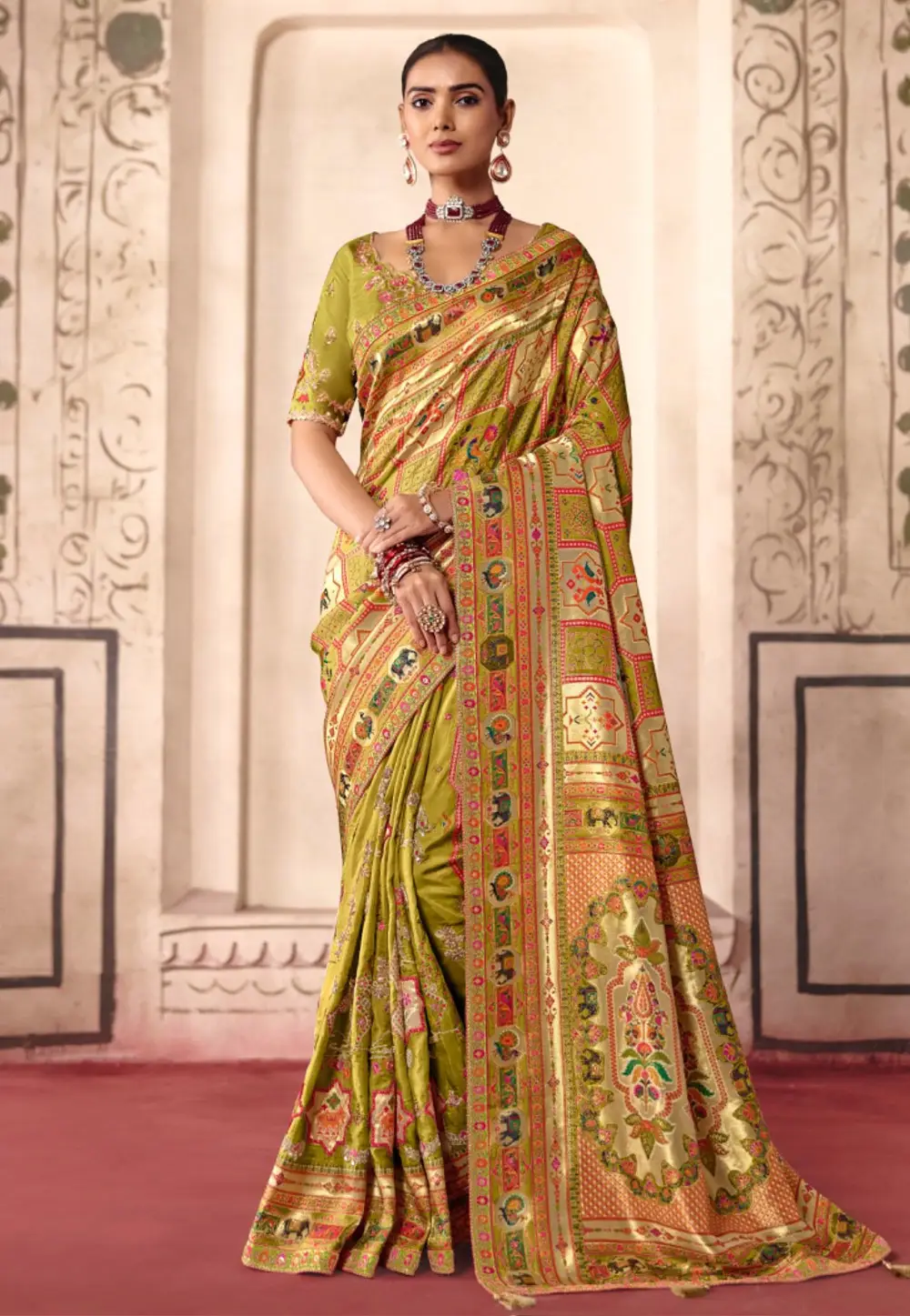 Pista Green Silk Saree With Blouse 336448