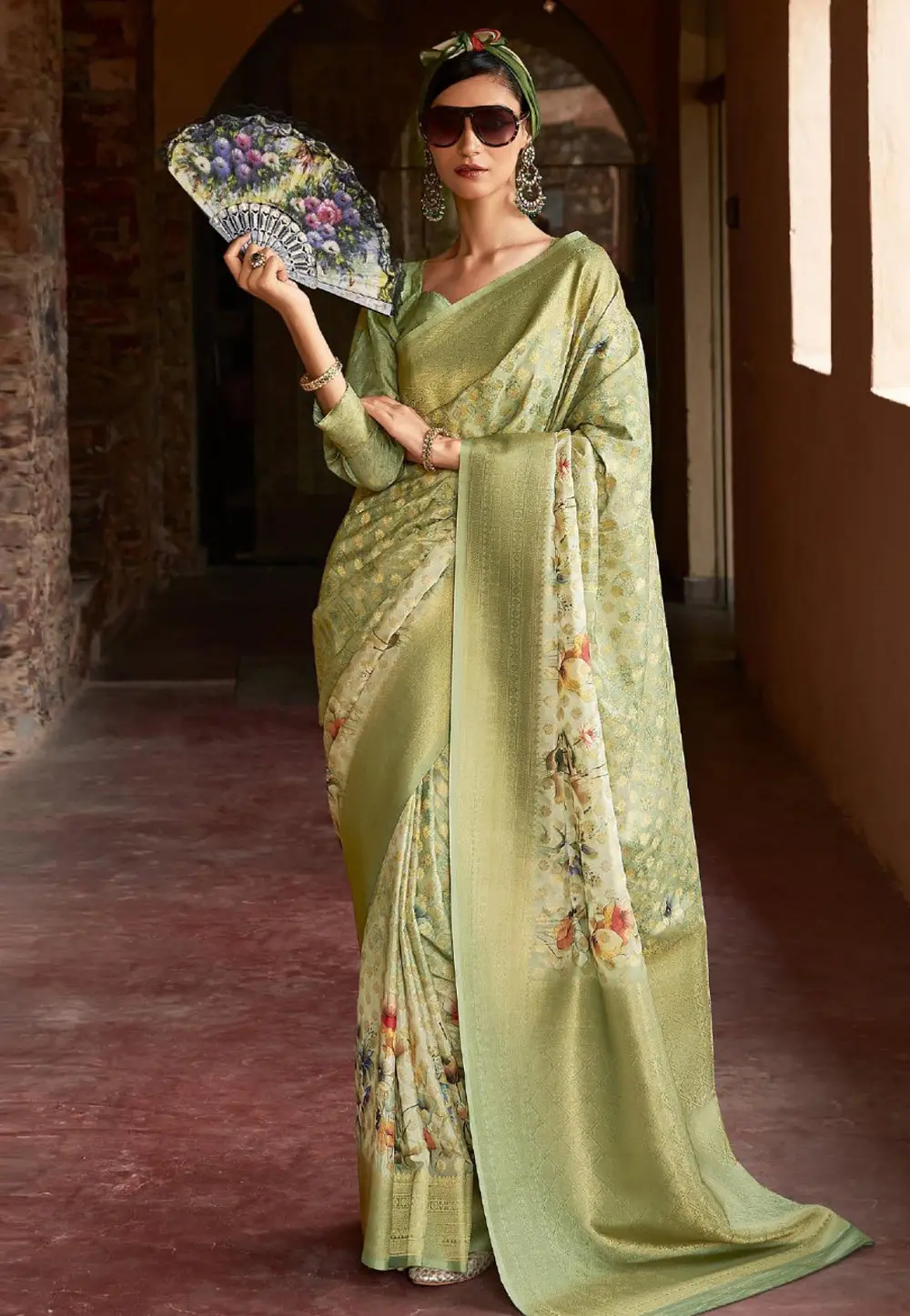 Pista Green Tussar Silk Saree With Blouse 304129