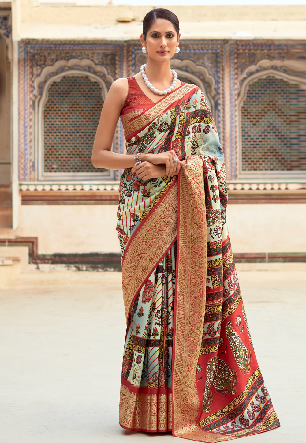 Pista Green Viscose Saree With Blouse 281830