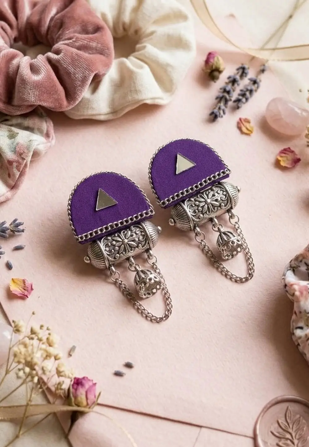 Purple Alloy Earrings 332174