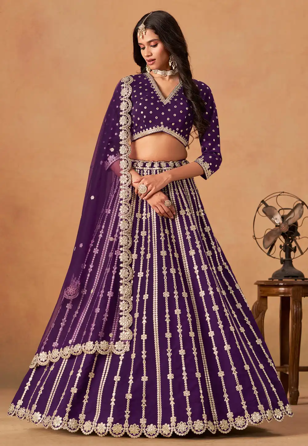 Purple Art Silk Circular Lehenga Choli 317443