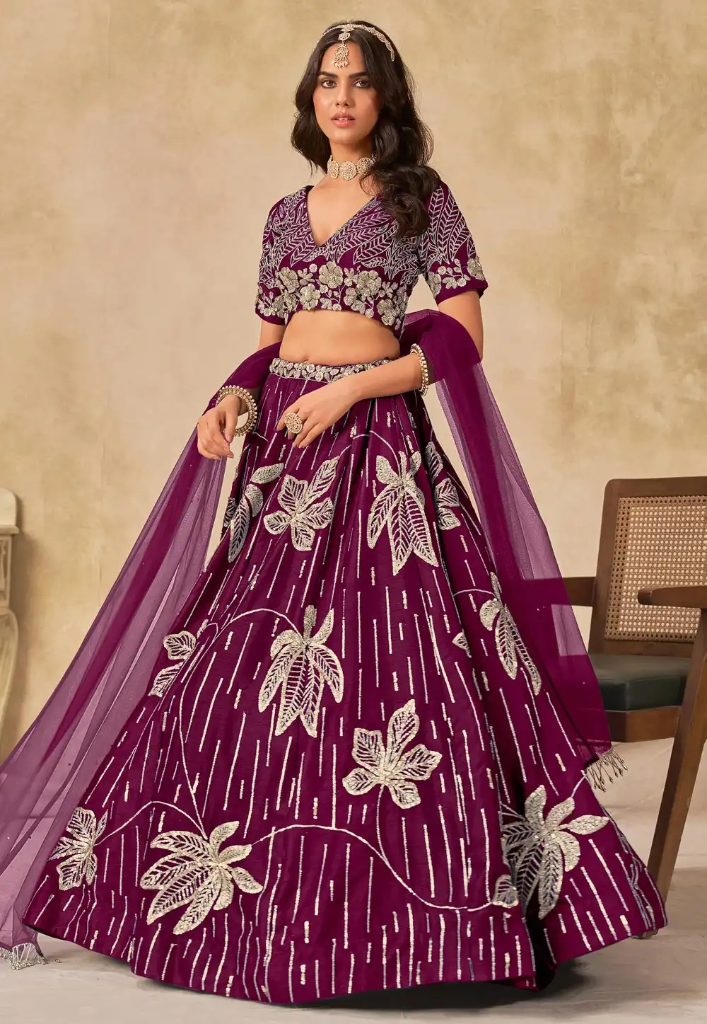 Purple Art Silk Circular Lehenga Choli 317527