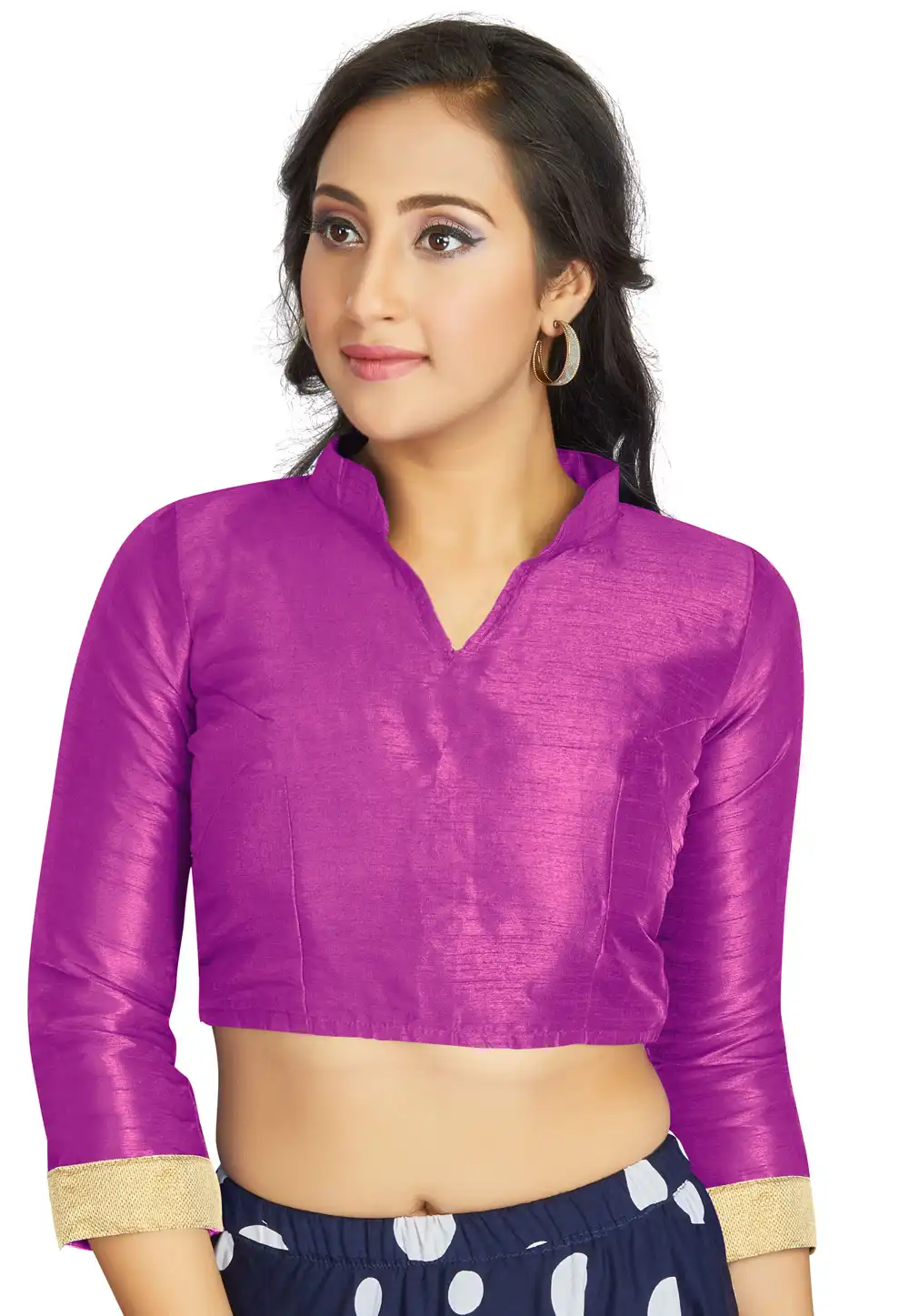 Purple Art Silk Readymade Blouse 319625