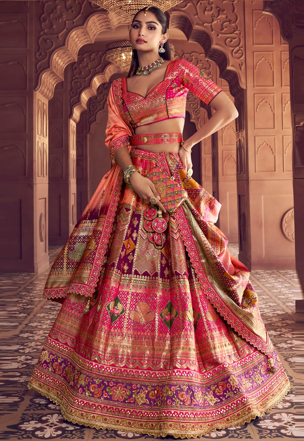 Purple Banarasi Silk Lehenga Choli For Wedding 323079