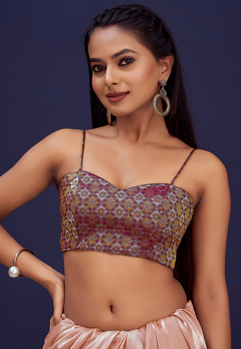 Purple Banarasi Silk Readymade Blouse 286718