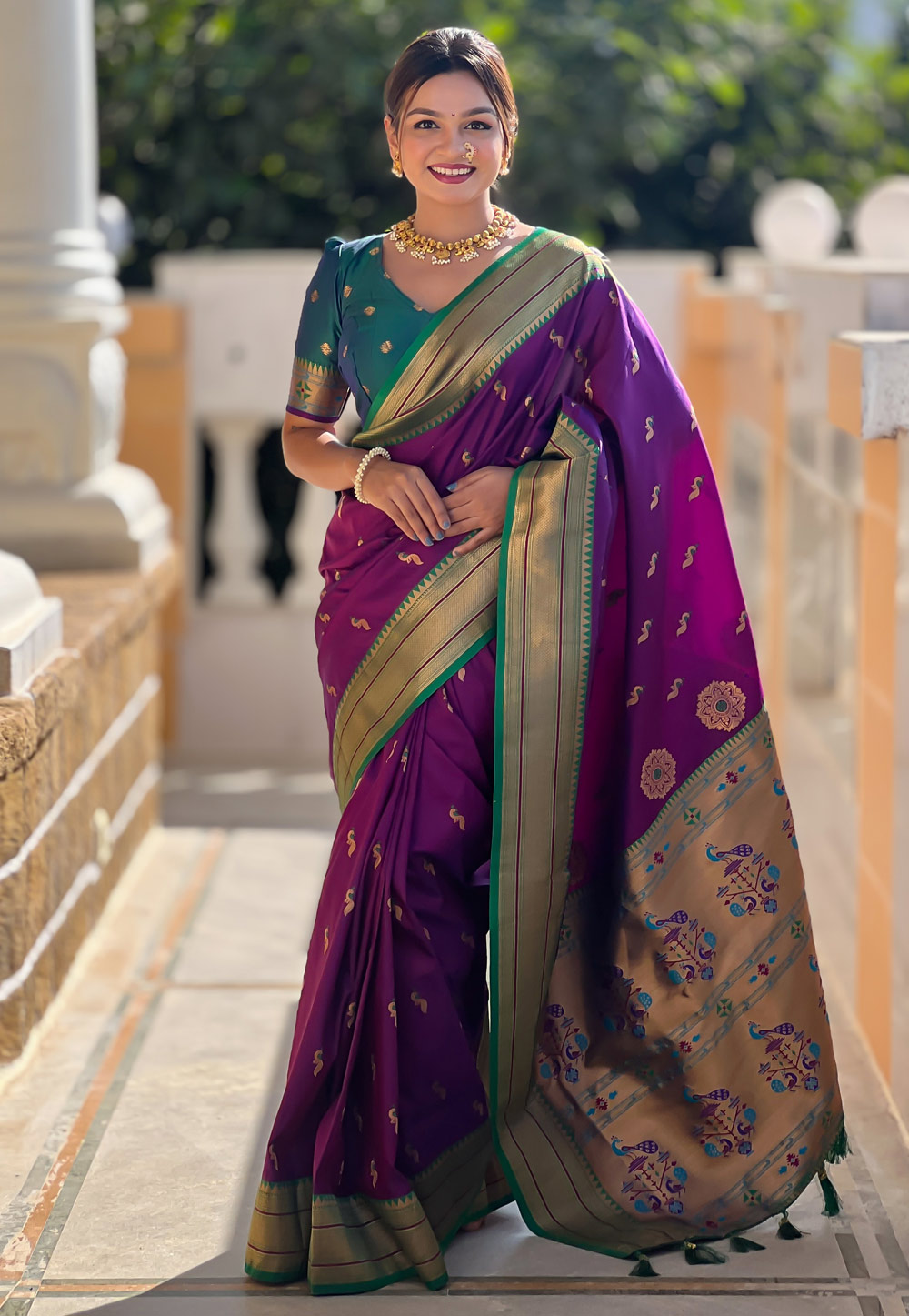 Purple Banarasi Silk Saree 307246