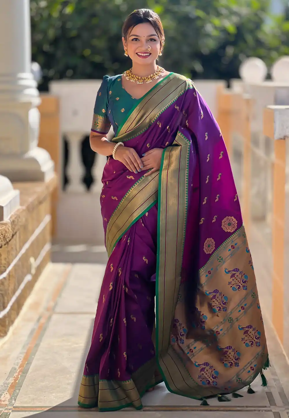Purple Banarasi Silk Saree 307246