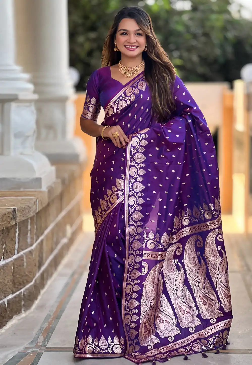 Purple Banarasi Silk Saree 307747