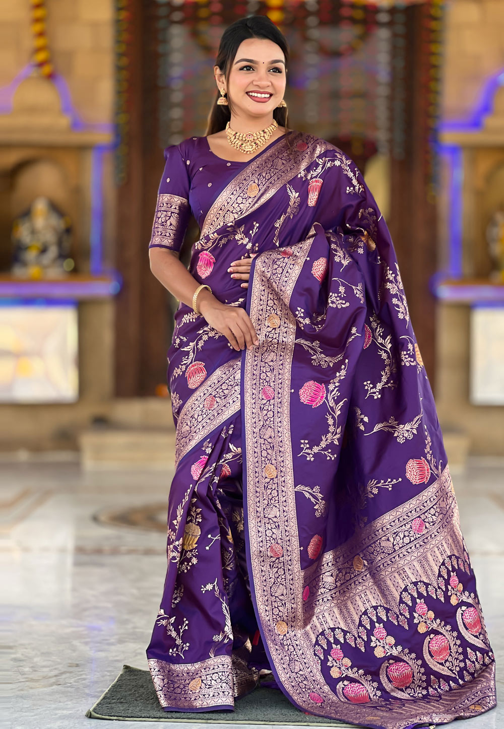 Purple Banarasi Silk Saree 321961
