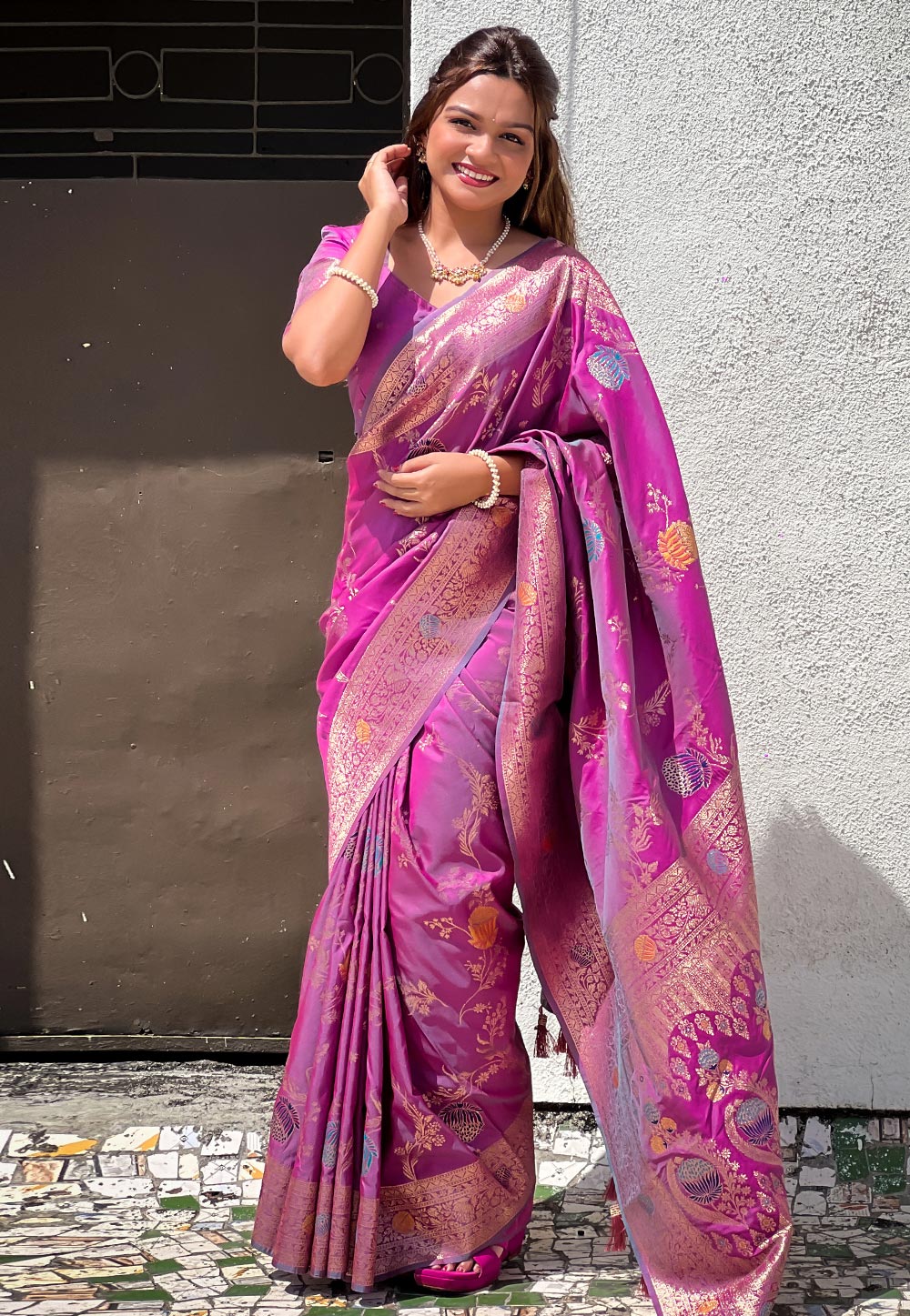 Purple Banarasi Silk Saree 321973