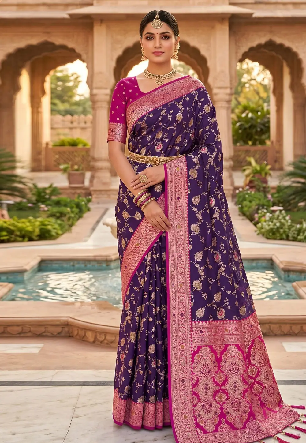 Purple Banarasi Silk Saree 332411