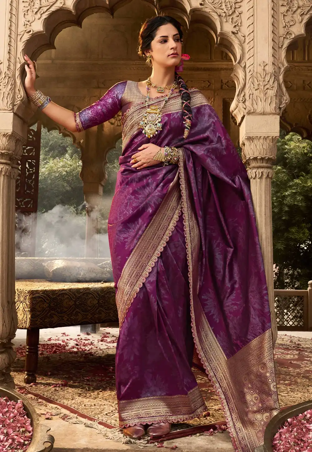 Purple Banarasi Silk Saree 313452