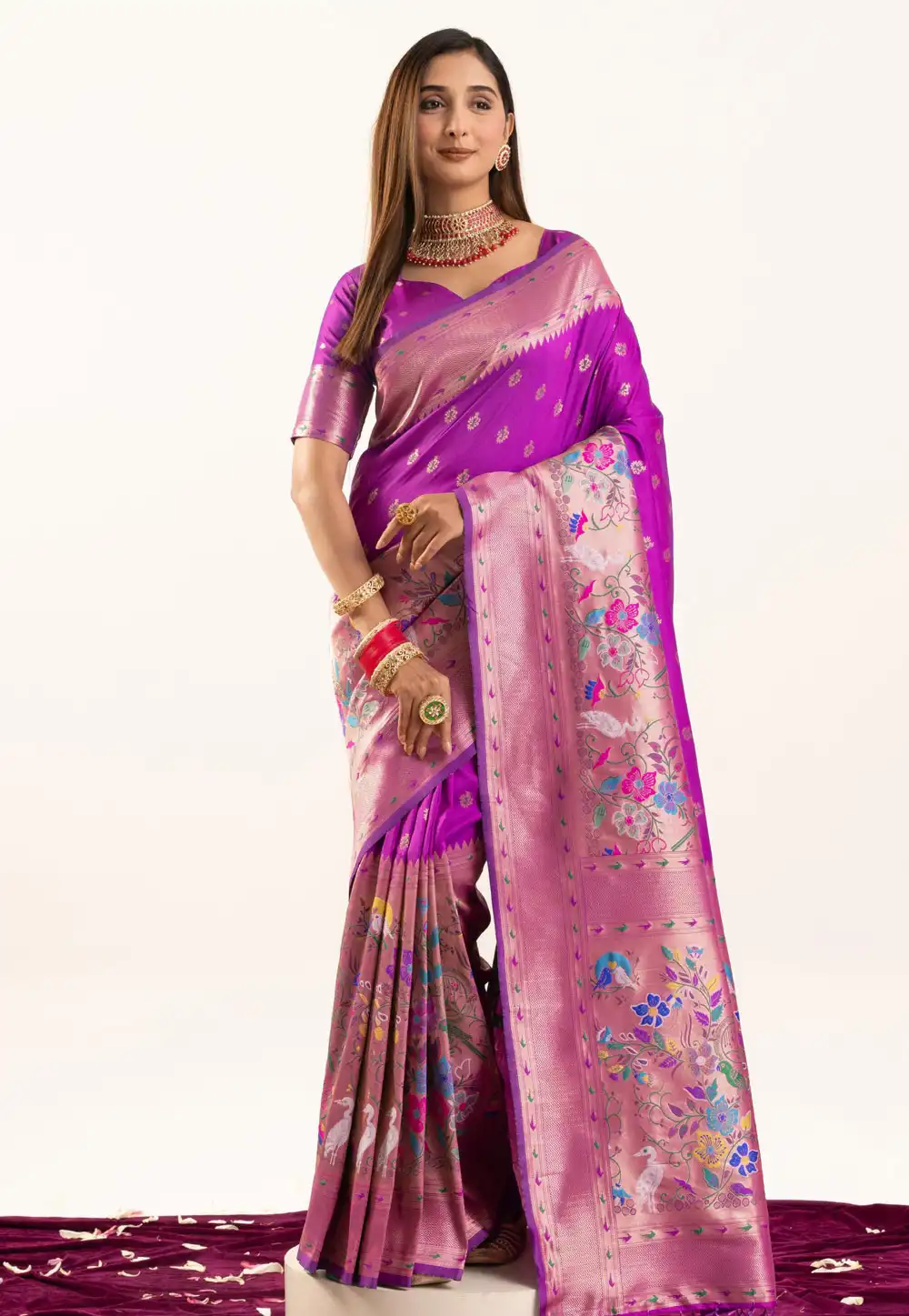 Purple Banarasi Silk Saree 326379