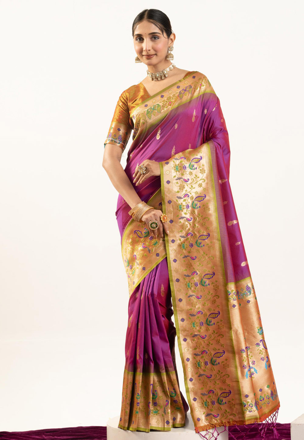 Purple Banarasi Silk Saree 326017
